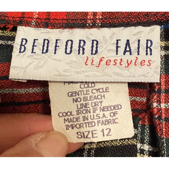 Vtg Pleated Skirt sz 12 Bedford Fair High Waist Herringbone A-Line USA Made - Picture 6 of 7